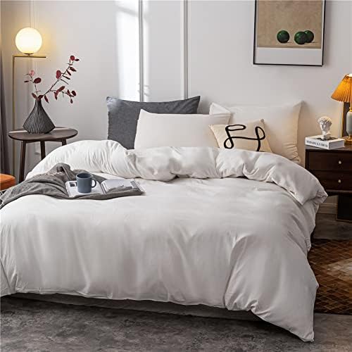 Janlive Washed Cotton Duvet Cover King Ultra Soft 100% Cotton Solid