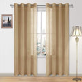 DWCN Taupe Sheer Curtains for Living Room Bedroom - Faux Linen Look