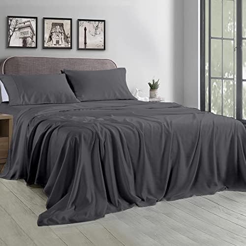 4 PC BedSheet Set 100% Cotton Super Soft & Breathable Bed-in-A-Beg