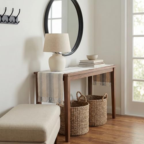Boho Farmhouse Striped Table Runner 72 Inch Long for Dining Table
