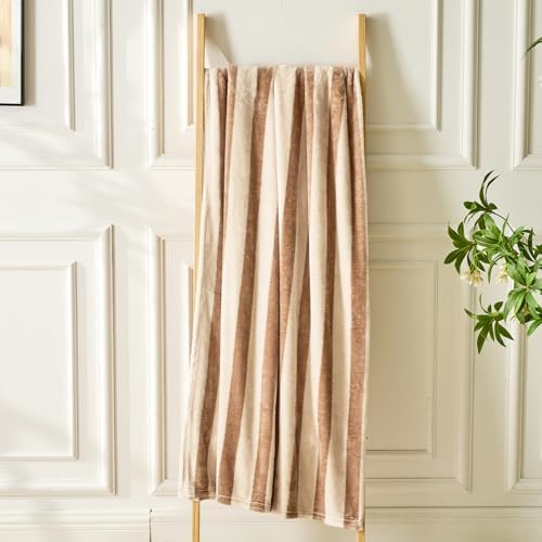 FY FIBER HOUSE Striped Flannel King Blanket - Soft Cozy Striped