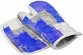 Quilted Cotton Terry Cloth Oven Mitt, Pot Holder Blue Grey White Smear