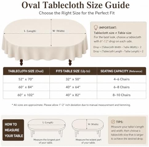 Laolitou Checkered Oval Tablecloth Washable Buffalo Plaid Table Cloth