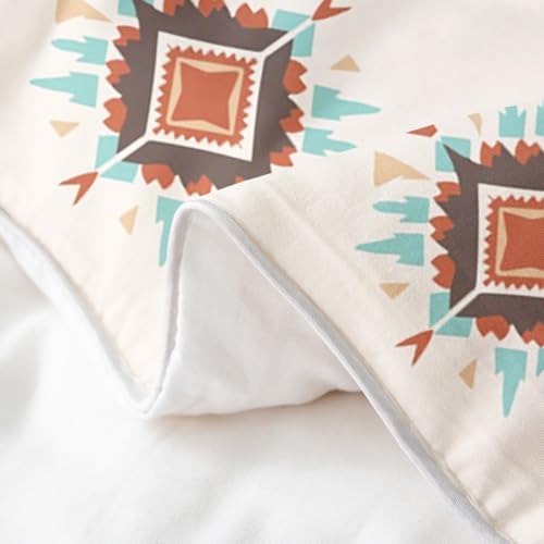 jejeloiu Bohemian Pattern Duvet Cover 100% Cotton Queen Size Geometric