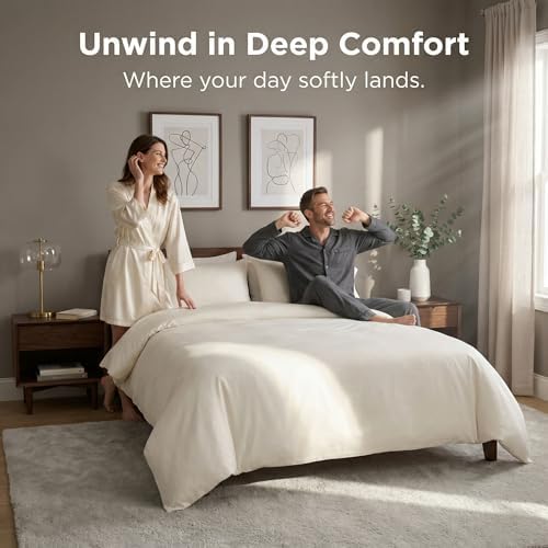 HeimenAogo Egyptian Cotton Duvet Cover Set California King, Ultra Soft