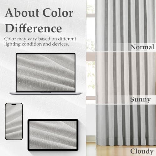 WEST LAKE 108 Inch Pinch Pleat Light Filtering Window Curtains for