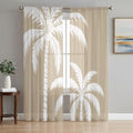 Brown Palm Tree Sheer Curtains 72 Inches Long, Coastal Tropical Summer