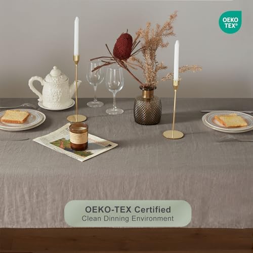 TOSMO 100% Linen Tablecloth, 60 x 108 Inch Rectangle Table Cloth