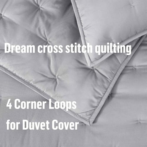 Viscose from Bamboo Shell Dream Quilt Set Twin, Silver Grey