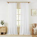 KangBang Light Filtering White Pleated Curtains 108 Inches Long 2