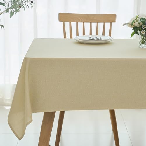 maxmill Linen Textured Rectangular Tablecloth Water Resistant Wrinkle