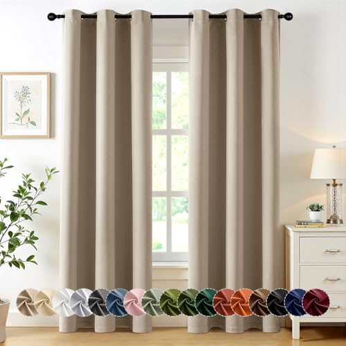 MIULEE Blackout Curtains for Bedroom 2 Panels 40 x 84 Inch Long Taupe