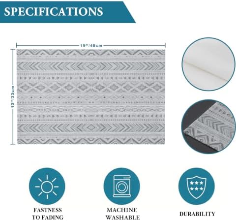 Slate Gray Boho Placemats Set of 8, Cotton Linen Fabric Place Mats
