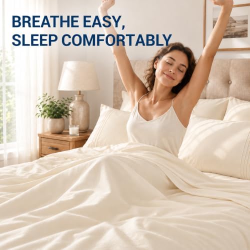 SheRest Full 4 Piece Sheet Set, Brushed 1800 Ultra-Soft Sheets - Cream