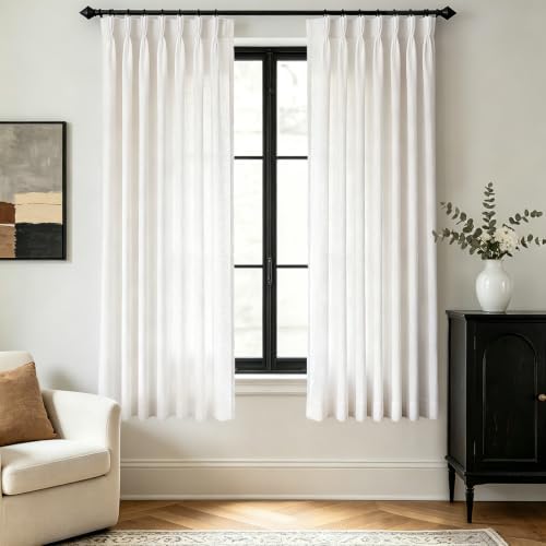 Memory Trained Natural Triple Pinch Pleated Curtains 2 Panels 40x63