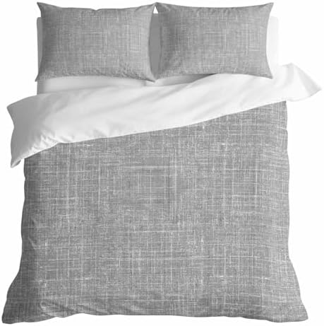Duvet Cover Set Queen Minimalist Gray Aesthetic 3 Piece Bedding Set