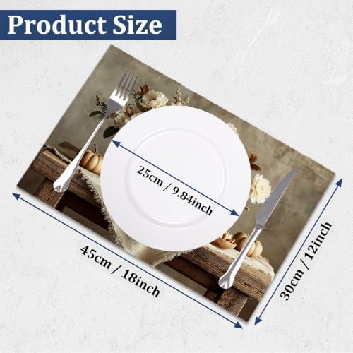 Placemat Set of 12 Washable Linen Textured Place Mats for Dinner