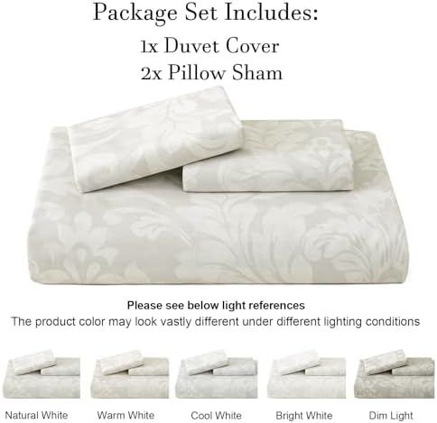 PHF Ultra Soft Floral Duvet Cover Queen Size, 90"x90", Paisley-Beige