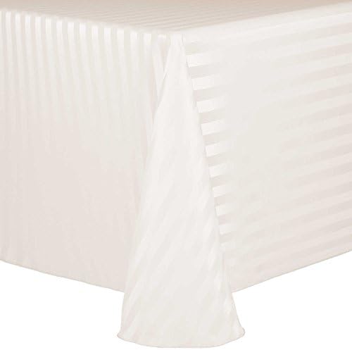 Ultimate Textile 60 x 102-Inch Oval Satin-Stripe Tablecloth, Ivory