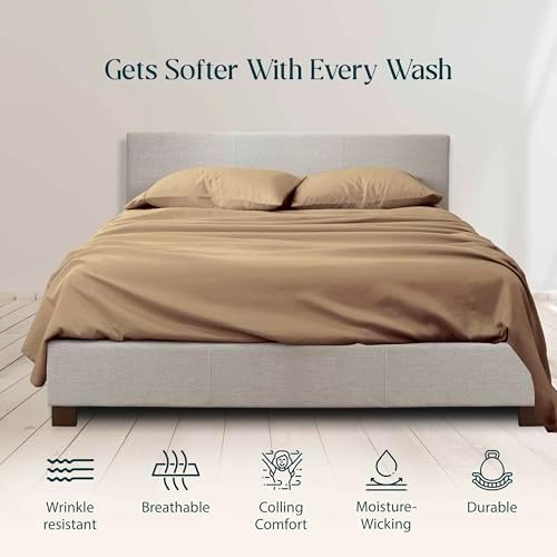 Twin XL Size Hotel Quality Fits Up to 18-20" Deep (Solid, Taupe)