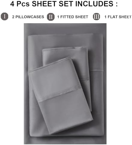 PURE ERA King Size Sheets Set Long Staple Cotton Sateen Cooling Bed