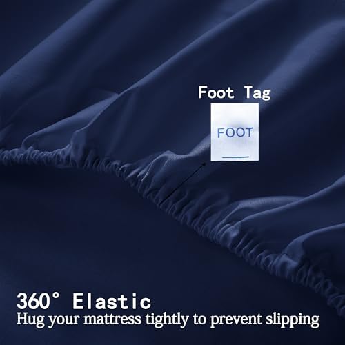 Twin XL Fitted Sheet Only - 100% Cotton 600 Thread Count - Navy Blue