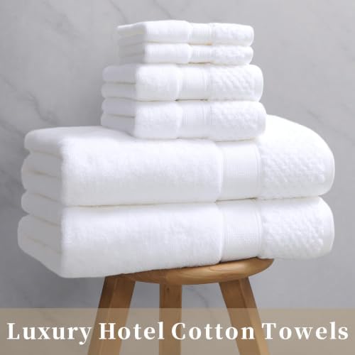 VOOVA & MOVAS White Hand Towels, Cotton, Quick Dry, 18x30 in, 4 Pieces