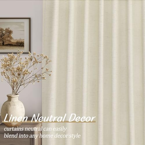 UHITECH Linen Blackout Curtains 72 Inch Long 2 Panels Set Back Tab