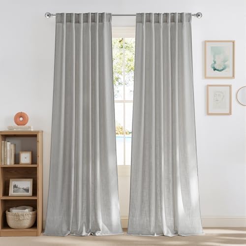 NICETOWN Faux Linen Curtains for Living Room/Bedroom 96 inch Long 2