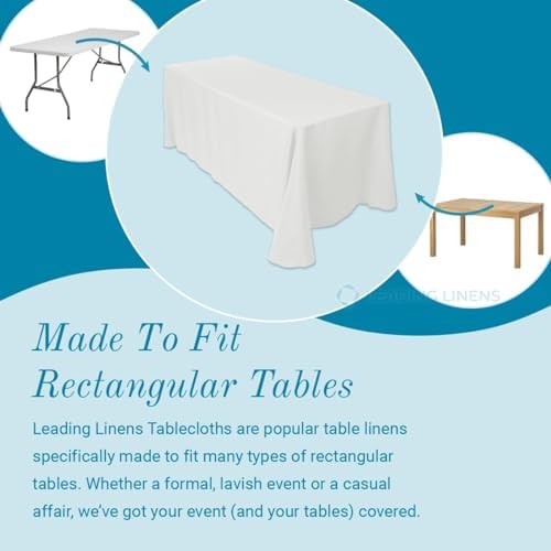Leading Linens 60x102 Inch Rectangle Ivory Polyester Tablecloth