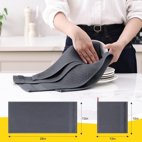 Homaxy Kitchen Towels and Dishcloths Set, Set of 12, Dark Grey