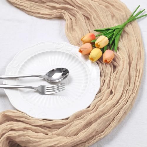 6 Pack Beige Table Runners 17x108 Inch Cheesecloth Table Runner Boho