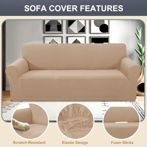 Stretch Couch Covers for Sofa Washable, Large, Camel