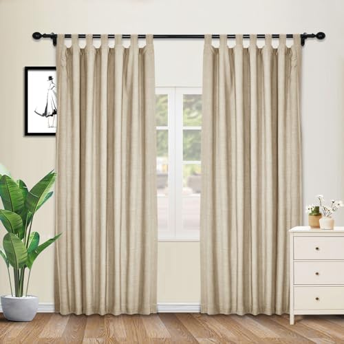 cololeaf Blackout White Linen Curtains for Bedroom Living Room