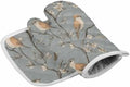 Quilted Cotton Terry Cloth Oven Mitt, Pot Holder Birds Floral Branch