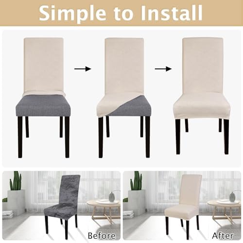 SearchI Jacquard Dining Room Chair Covers Set of 4, Stretch Kitchen