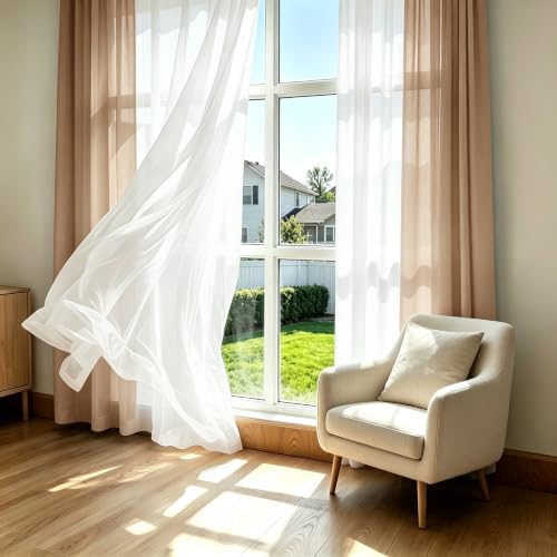 Semi Sheer Curtains 84 inches Long for Living Room Ombre Taupe