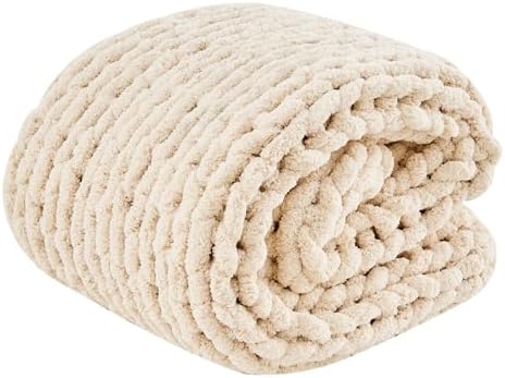 Chenille Throw Blanket, Knitted Blanket, Hand Knitted, Skin Friendly