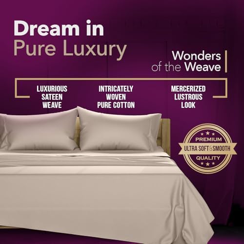 TEXAS LINEN CO. 1200 Series Egyptian Cotton Sheets Queen Size, Taupe