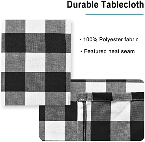 Hiasan Checkered Square Tablecloth 60 x 60 Inch, Black and White