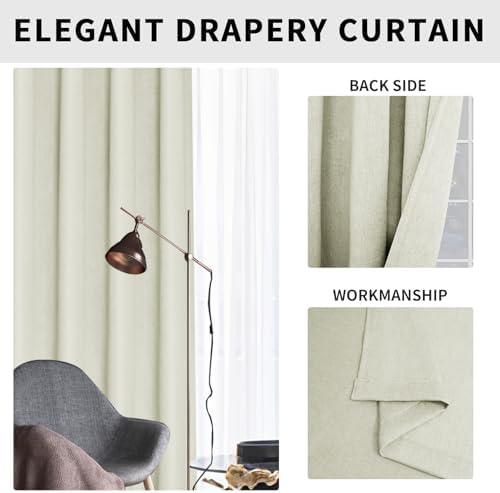 Easy-Going Linen Look Grommet Blackout Curtains, 2 Panels 52x84 Inch