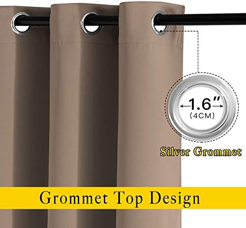 NICETOWN Cappuccino Blackout Bedroom Curtains 96 inches Long, Grommet