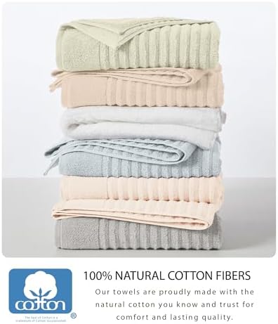 Great Bay Home 6 Pack Hand Towel Set - 100% Cotton Towels - Absorbent