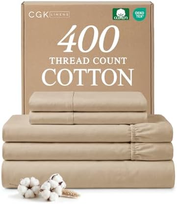 Split King 5 Piece 100% Cotton Sheet Set - 400 Thread Count Sateen