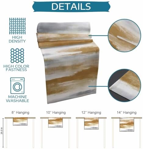 Brown Gray White Table Mats Set of 4 With Table Runner 90 Inches