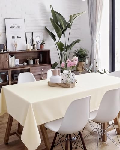 Goodluck 2 Pack Ivory Rectangular Tablecloth 60 x 102 Inch, Washable