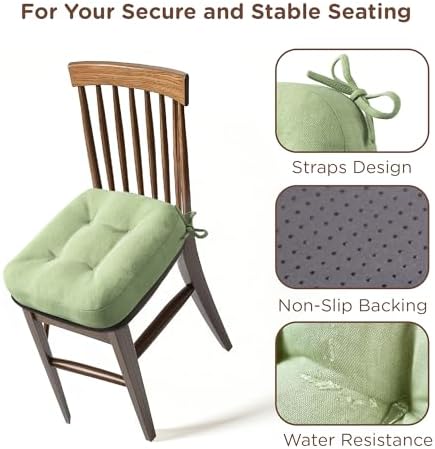 Codi Dining Chair Cushions 2 Pack, Thick Memory Foam Kitchen Seat Pads