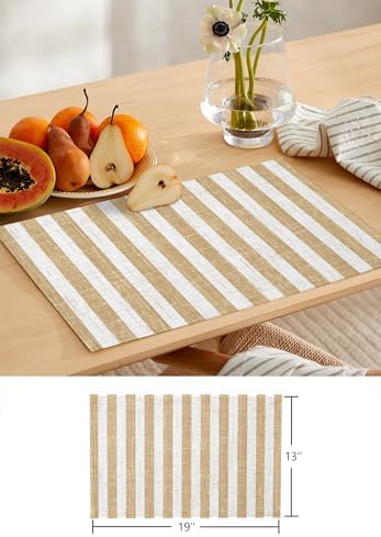Vintage Beige Stripes Table Runner and Placemats for Dining