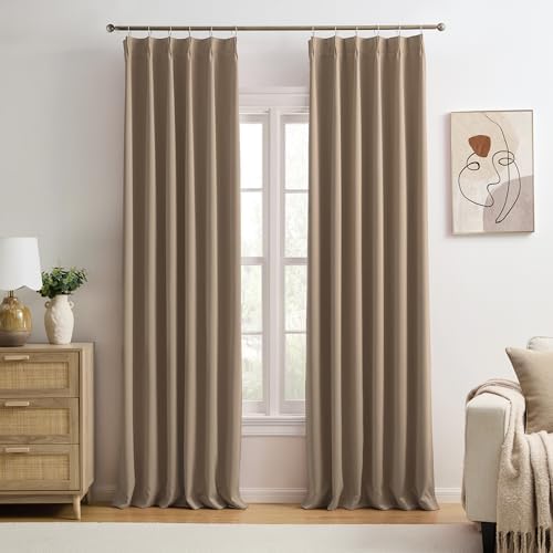 KEQIAOSUOCAI Pinch Pleated Blackout Curtains 120 Inch Long 2 Panels