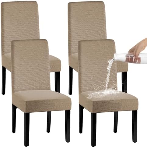 Waterproof Dining Chair Covers, Removable Washable Jacquard Slipcover